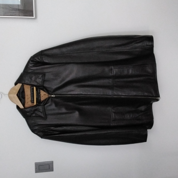 Men's MacMor lined leather coat, size large - Picture 2 of 9